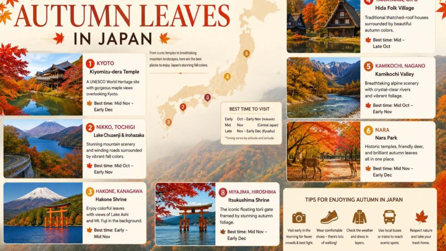 best places to see autumn leaves japan