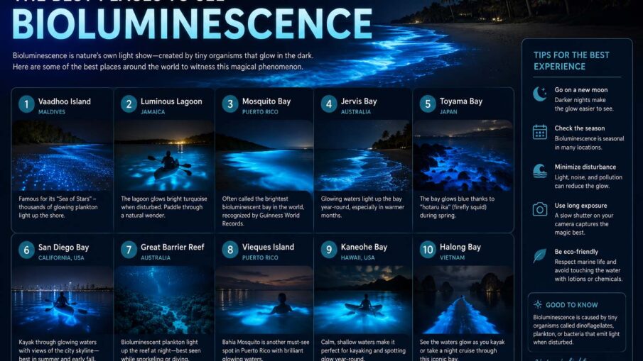 best places to see bioluminescence