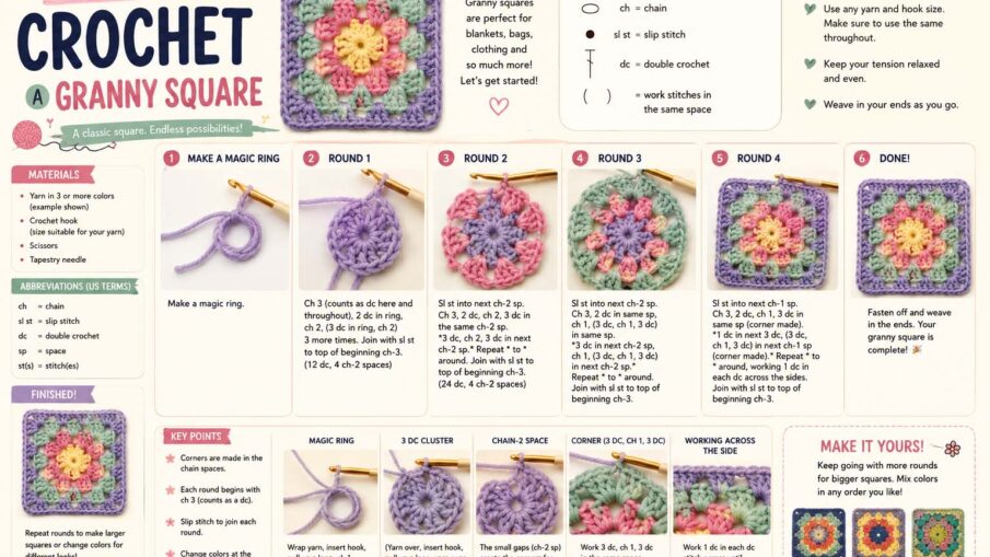 how to crochet a granny square