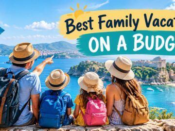Family enjoying an affordable beach vacation, representing the best family vacations on a budget.